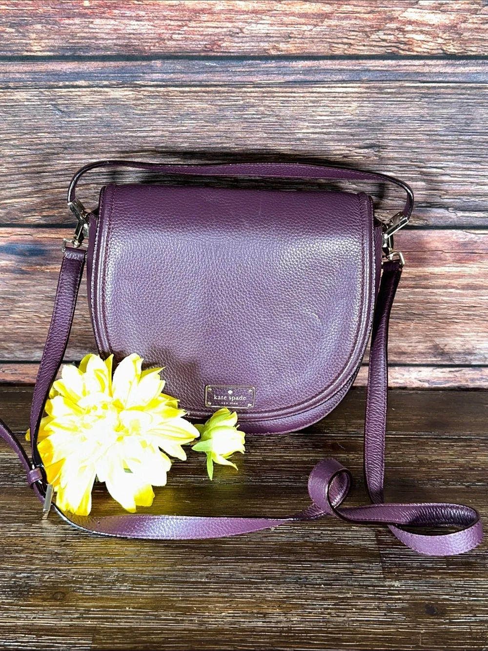 Kate Spade Oliver Street Lilly crossbody bag in Plum Pebbled Leather